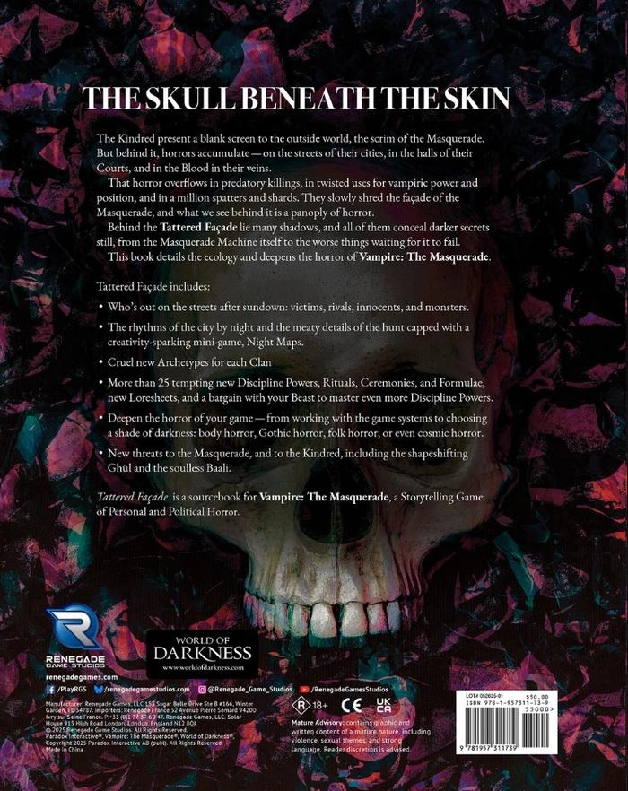 Upload image for Vampire: The Masquerade: 5th Edition: Tattered Façade Sourcebook Role Playing Game